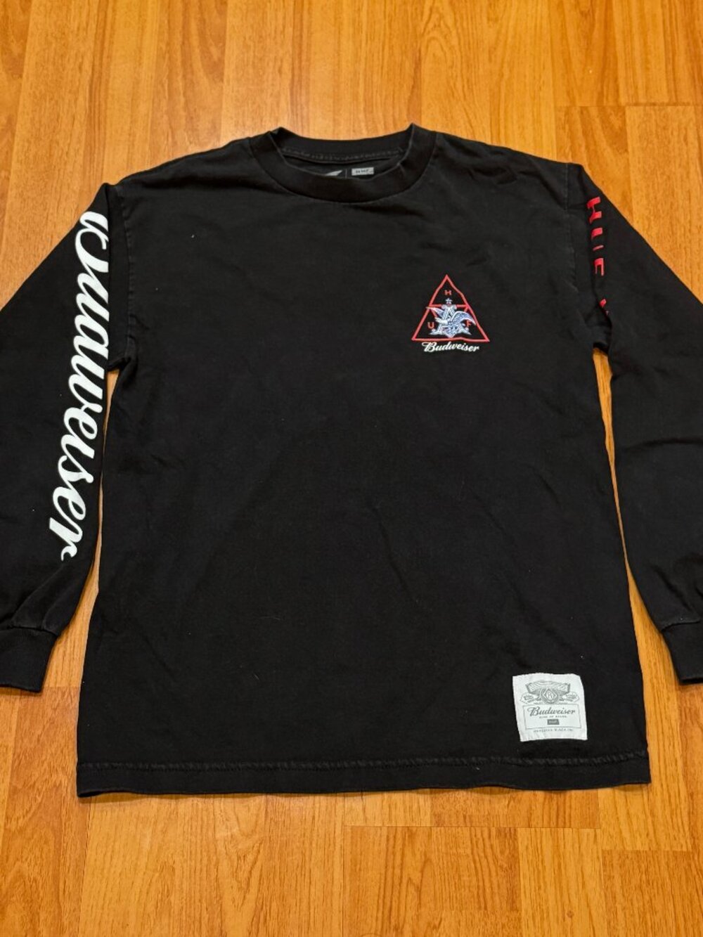 HUF x Budweiser Beer 2018 Men's SZ S Black Long Sleeve T-Shirt Pre-Owned
